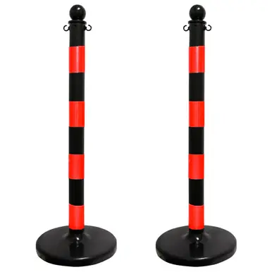 Mr. Chain 96436-2 Medium Duty 2.5" Striped Stanchion (2 Pack) Black/Red