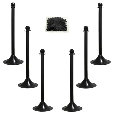 Mr. Chain 71003-6 Light Duty 2" Stanchion (6 Pack) Black