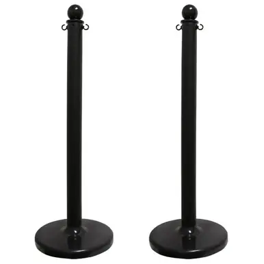 Mr. Chain 96403-2 Medium Duty 2.5" Stanchion (2 Pack) Black