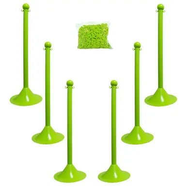 Mr. Chain 71014-6 Light Duty 2" Stanchion (6 Pack) Safety Green