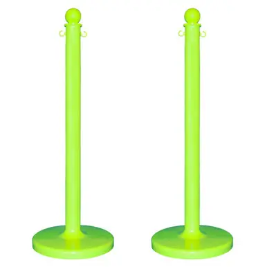 Mr. Chain 96414-2 Medium Duty 2.5" Stanchion (2 Pack) Safety Green