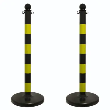 Mr. Chain 96429-2 Medium Duty 2.5" Striped Stanchion (2 Pack) Black/Yellow