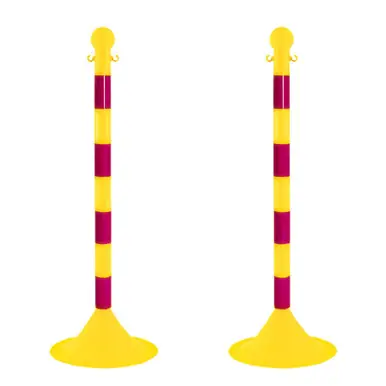 Mr. Chain 91530-2 Light Duty 2" Striped Stanchion (2 Pack) Yellow/Magenta