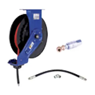 GRACO 24D998 - SD10 Air Hose Reel Package, 3/8" x 35 ft, Inlet Hose, Tire Chuck Valve, Blue