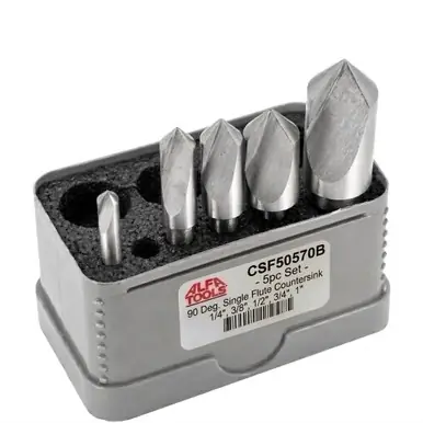 ALFA CSF50570B - 5pc Set 90 Deg. Single Flute Countersink 1/4", 3/8", 1/2", 3/4", 1"