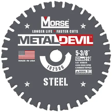 MK Morse CSM5383258FSC - 5-3/8" 32T Metal Devil Steel-Cutting Saw Blade, 5/8" Arbor