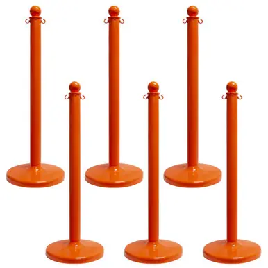 Mr. Chain 96412-6 Medium Duty 2.5" Stanchion (6 Pack) Safety Orange