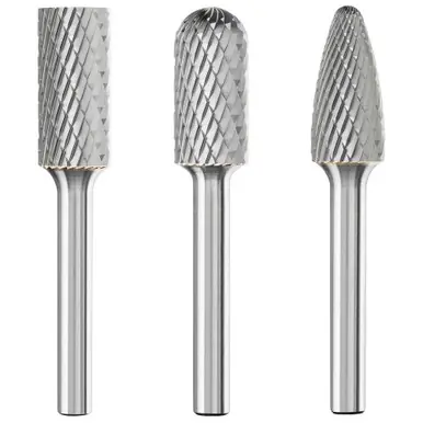 PFERD 26548 3 Piece Bur Set - 1/4" Shank - Plastic Case, Double Cut