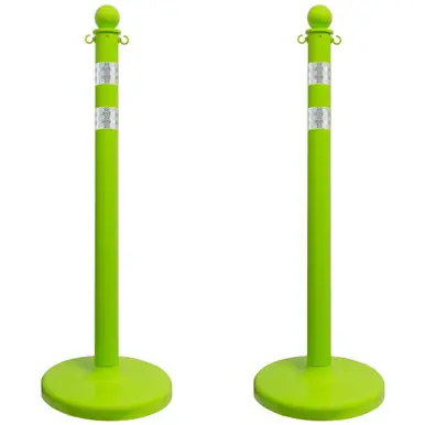 Mr. Chain 96477-2 Medium Duty 2.5" Reflective Stanchions (2 Pack) Safety Green
