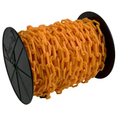 Mr. Chain 80112 3" x 60‘ Reel Plastic Chain - Safety Orange