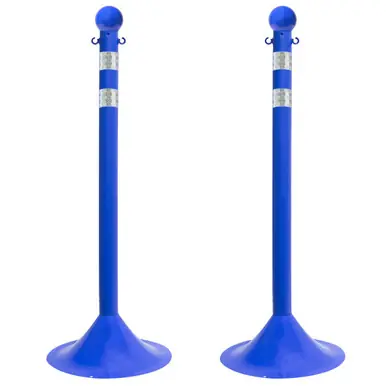 Mr. Chain 91542-2 Light Duty 2" Reflective Stanchions (2 Pack) Blue