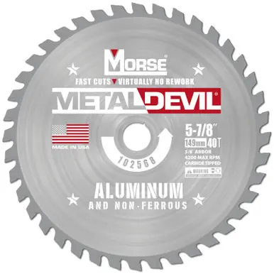 MK Morse CSM5884058FNFC - 5-7/8" 40T Metal Devil Non-Ferrous Saw Blade, 5/8" Arbor
