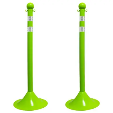 Mr. Chain 91577-2 Light Duty 2" Reflective Stanchions (2 Pack) Safety Green