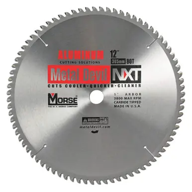MK Morse CSM1280NAC - 12" 80T Aluminum-Cutting Saw Blade, 1" Arbor