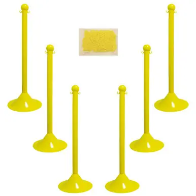 Mr. Chain 71002-6 Light Duty 2" Stanchion (6 Pack) Yellow