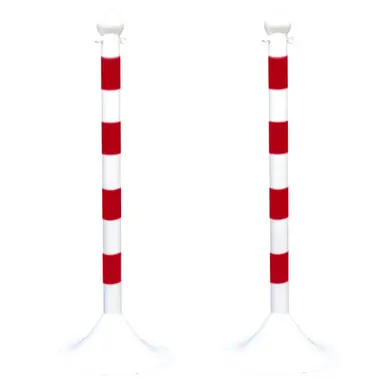 Mr. Chain 91535-2 Light Duty 2" Striped Stanchion (2 Pack) White/Red