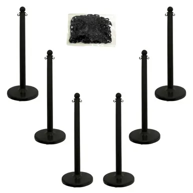 Mr. Chain 71103-6 Medium Duty 2.5" Stanchion (6 Pack) Black