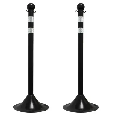 Mr. Chain 91550-2 Light Duty 2" Reflective Stanchions (2 Pack) Black