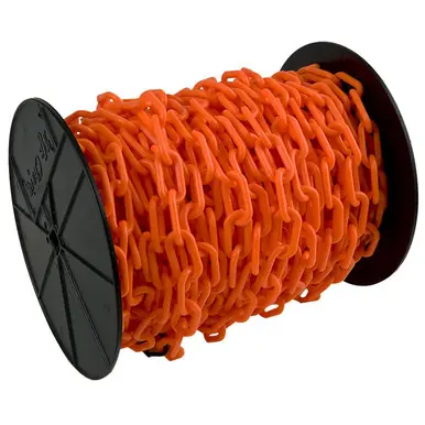 Mr. Chain 80113 3" x 60‘ Reel Plastic Chain - Traffic Orange