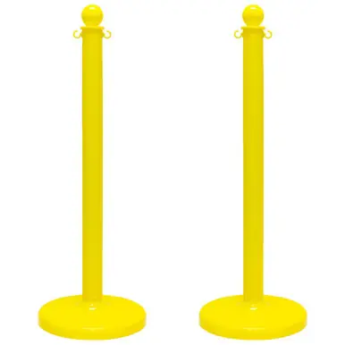 Mr. Chain 96402-2 Medium Duty 2.5" Stanchion (2 Pack) Yellow