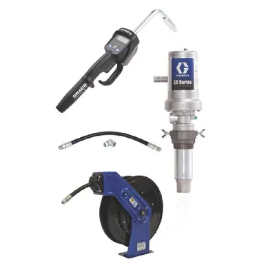 GRACO 24J733 - LD Series 3 1 Tank Mount Oil Pump w/ SD Series Hose Reel Package - Manual Meter Type