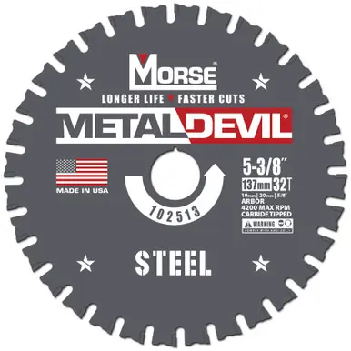 MK Morse CSM53832FSC - 5-3/8" 32T Metal Devil Steel-Cutting Saw Blade, 5/8" Arbor