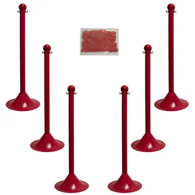 Mr. Chain 71005-6 Light Duty 2" Stanchion (6 Pack) Red