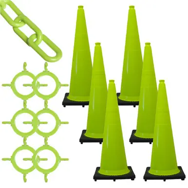 Mr. Chain 97214-6 36" Traffic Cone and Chain Kit Traffic Orange