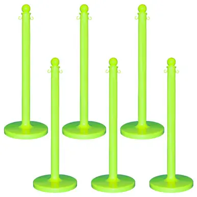 Mr. Chain 96414-6 Medium Duty 2.5" Stanchion (6 Pack) Safety Green