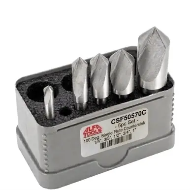 ALFA CSF50570C - 5pc Set 100 Deg. Single Flute Countersink 1/4", 3/8", 1/2", 3/4", 1"