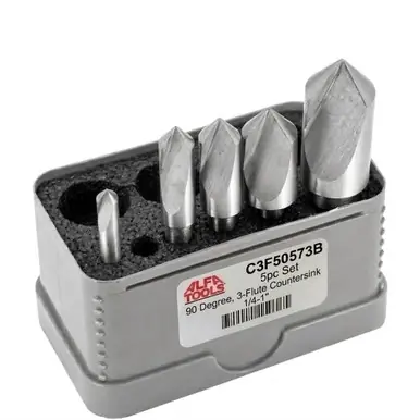 ALFA C3F50573B - 5pc Set 90 Degree, 3-Flute Countersink 1/4-1"