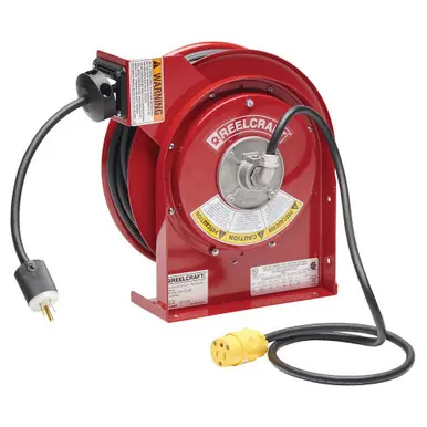 Reelcraft L-4545-123-3-RP - 12/3 x 45 ft. 15A Reverse Plug Electric Cord Reel