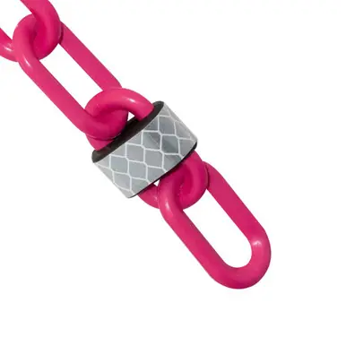 Mr. Chain 52025-25 2" x 25‘ Reflective Plastic Chain - Safety Pink