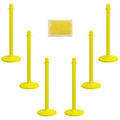 Mr. Chain 71102-6 Medium Duty 2.5" Stanchion (6 Pack) Yellow
