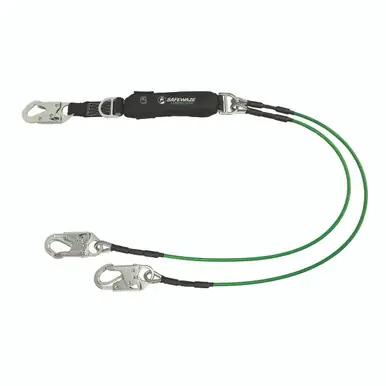 Safewaze 021-2062 - Leading Edge 6‘ Energy Absorbing Lanyard Dual Leg, D-ring, Snap Hooks