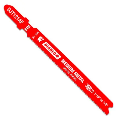 DIABLO DJT121AF5 - 3-5/8" 21 TPI Bi-Metal T-Shank Jig Saw Blades for Medium Metal 5ct