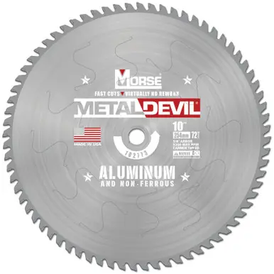MK Morse CSM1072FNFC - 10" 72T Metal Devil Non-Ferrous Saw Blade, 5/8" Arbor