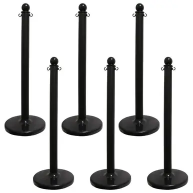 Mr. Chain 96403-6 Medium Duty 2.5" Stanchion (6 Pack) Black