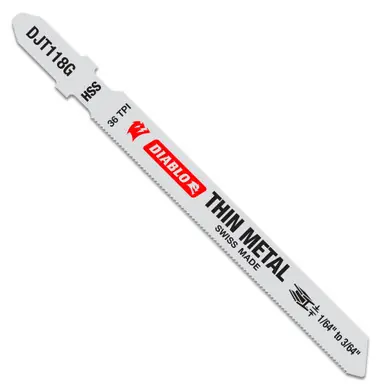 DIABLO DJT118G5 - 3-5/8" 36 TPI High Speed Steel T-Shank Jig Saw Blades for Thin Metal 5ct