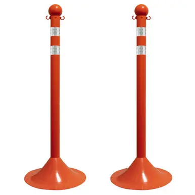 Mr. Chain 91578-2 Light Duty 2" Reflective Stanchions (2 Pack) Safety Orange