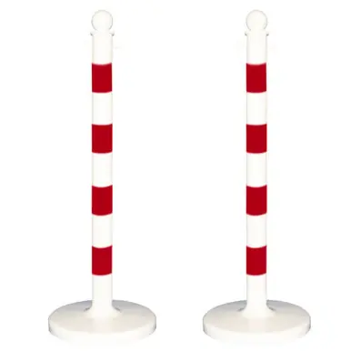 Mr. Chain 96435-2 Medium Duty 2.5" Striped Stanchion (2 Pack) White/Red