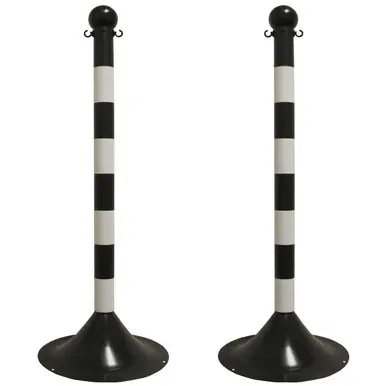 Mr. Chain 91520-2 Light Duty 2" Striped Stanchion (2 Pack) Black/White
