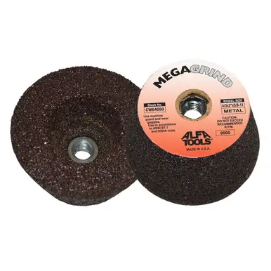 ALFA CW64075 - 4"/3" Cup Wheel, 5/8"-11 Arbor w/ Metal Back for Foundry Grinding (10pk)