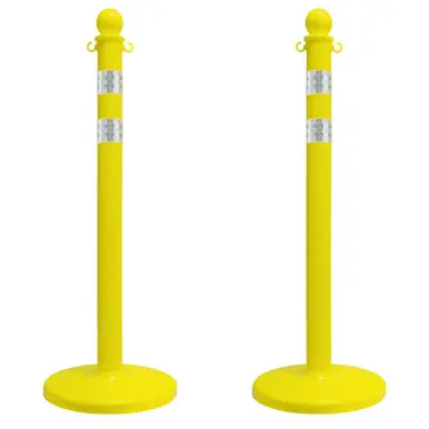 Mr. Chain 96449-2 Medium Duty 2.5" Reflective Stanchions (2 Pack) Yellow