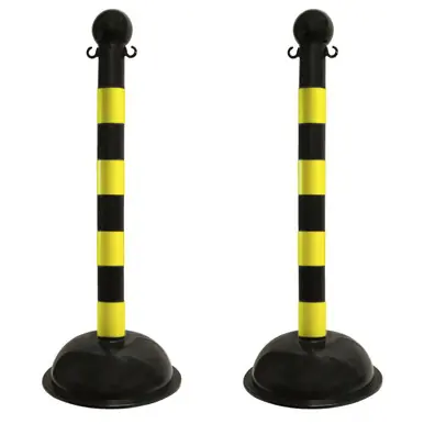 Mr. Chain 99929-2 Heavy Duty 3" Striped Stanchion (2 Pack) Black/Yellow