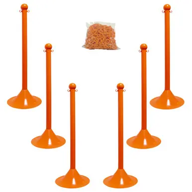 Mr. Chain 71012-6 Light Duty 2" Stanchion (6 Pack) Safety Orange