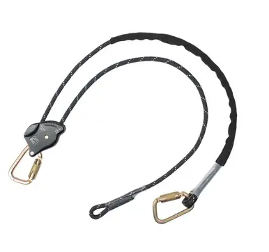 Safewaze 021-2064 - 6.5‘ Rope Positioning Lanyard Rope Adjuster, Carabiners (B&W)