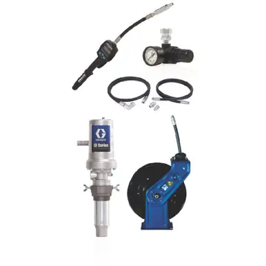 GRACO 24K832 - LD Series 3 1 Universal Pump Package w/ Hose Reel - Manual Meter, Flex Extension, NPT