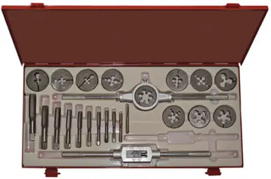 ALFA TDS24MC - 24pc Carbon Steel Metric Tap & Round Die Set in Metal Case