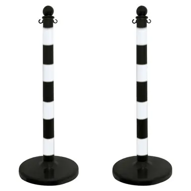 Mr. Chain 96420-2 Medium Duty 2.5" Striped Stanchion (2 Pack) Black/White